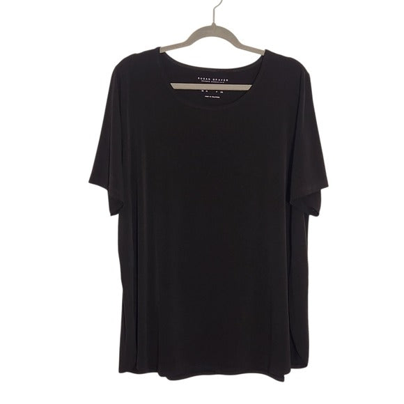 Susan Graver Black Short Sleeve Blouse Size 1X