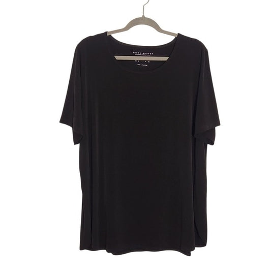 Susan Graver Black Short Sleeve Blouse Size 1X