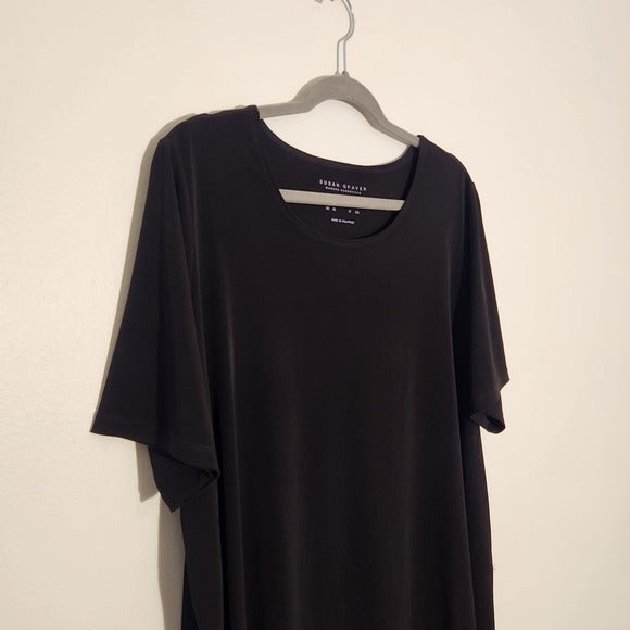 Susan Graver Black Short Sleeve Blouse Size 1X