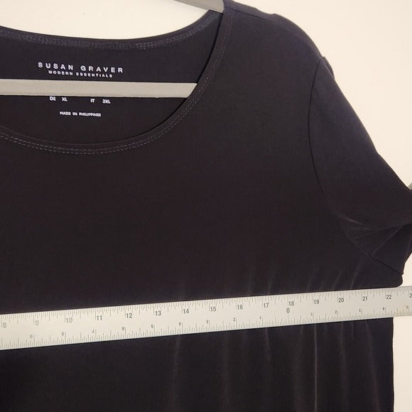 Susan Graver Black Short Sleeve Blouse Size 1X