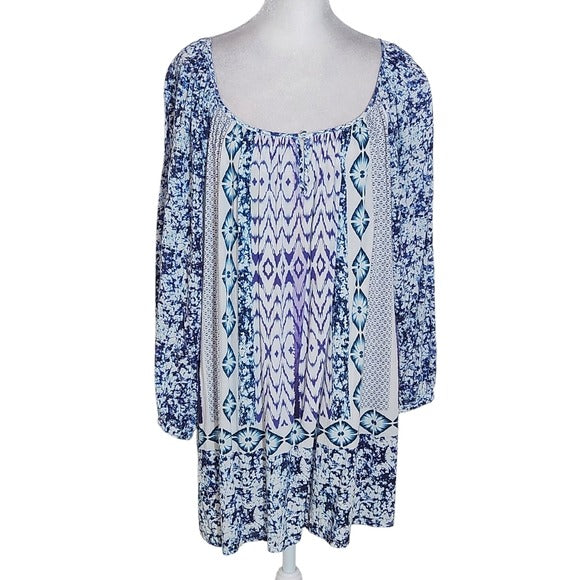 Grand & Greene Purple and Blue Boho Blouse Size 2X Plus Size Boho Top