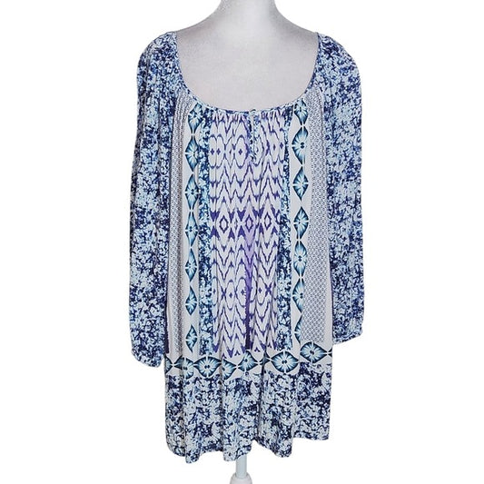 Grand & Greene Purple and Blue Boho Blouse Size 2X Plus Size Boho Top