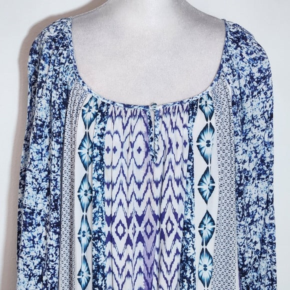 Grand & Greene Purple and Blue Boho Blouse Size 2X Plus Size Boho Top