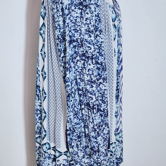 Grand & Greene Purple and Blue Boho Blouse Size 2X Plus Size Boho Top