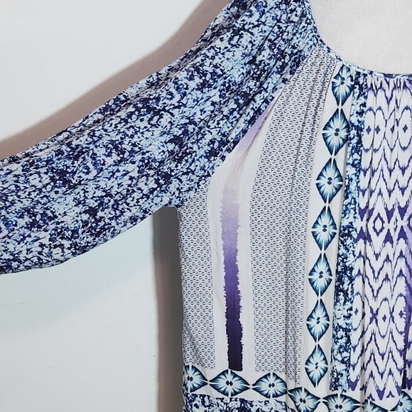 Grand & Greene Purple and Blue Boho Blouse Size 2X Plus Size Boho Top