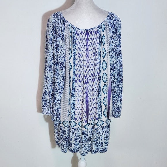 Grand & Greene Purple and Blue Boho Blouse Size 2X Plus Size Boho Top