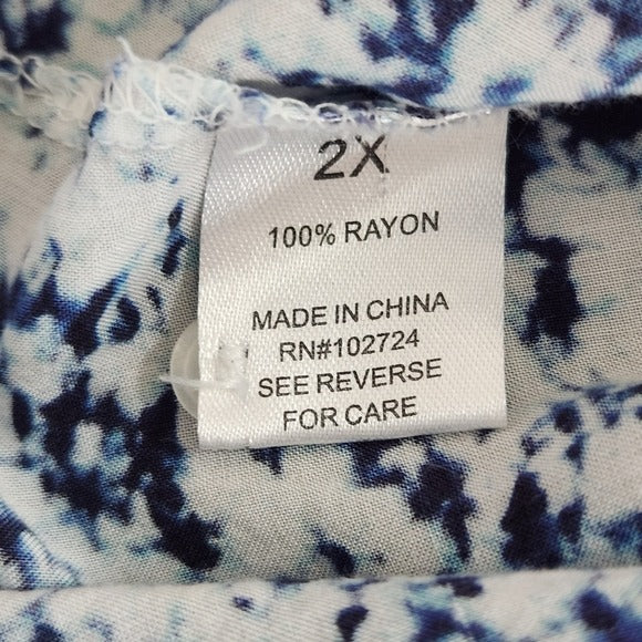 Grand & Greene Purple and Blue Boho Blouse Size 2X Plus Size Boho Top