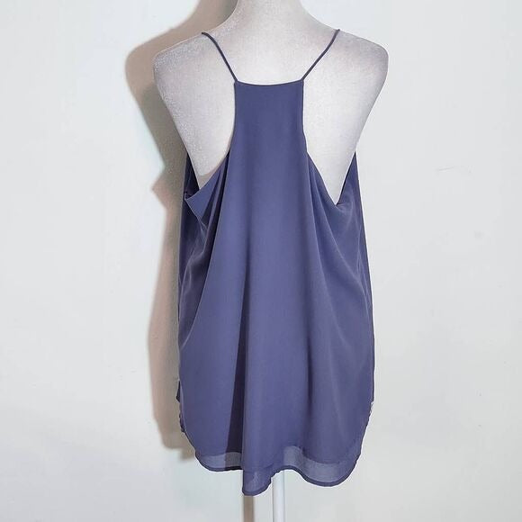 Blu Pepper Slate Blue and White Embroidered Tank Top Size Large Boho Tank Top