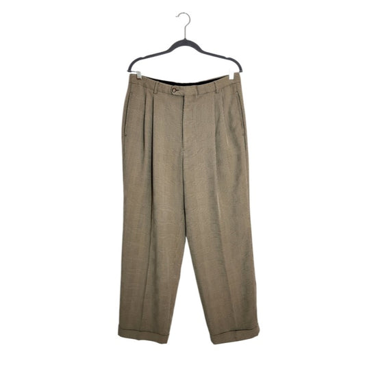 Bobby Jones Khaki Houndstooth Pleated Dress Pants Size 34