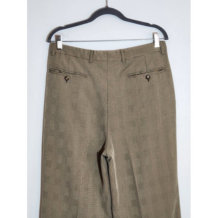 Bobby Jones Khaki Houndstooth Pleated Dress Pants Size 34