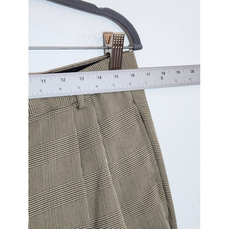 Bobby Jones Khaki Houndstooth Pleated Dress Pants Size 34