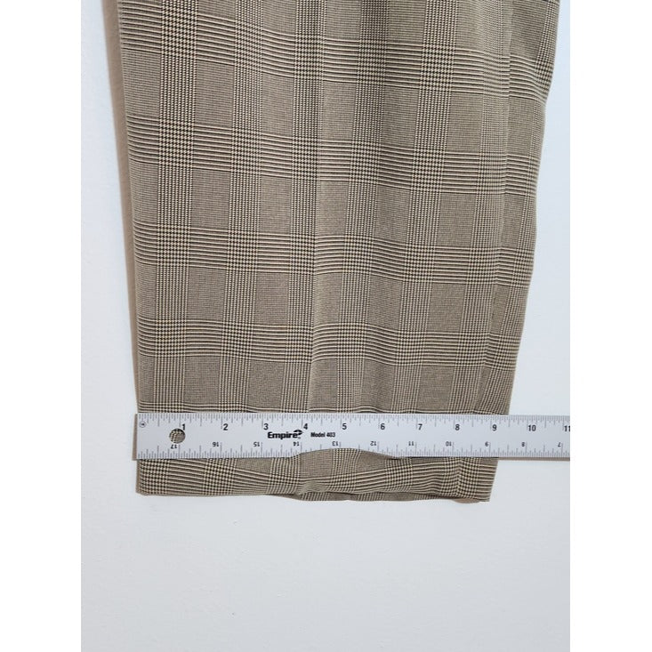 Bobby Jones Khaki Houndstooth Pleated Dress Pants Size 34