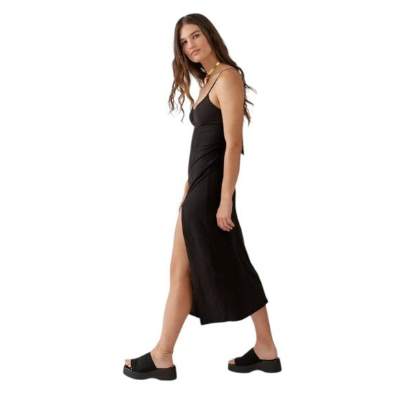 Urban Outfitters Black Slip Midi Dress Size Small