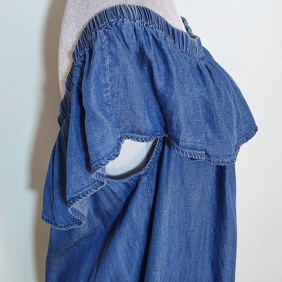 Magnolia Skye Chambray Off-the-Shoulder Mini Dress Size XL