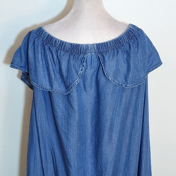 Magnolia Skye Chambray Off-the-Shoulder Mini Dress Size XL