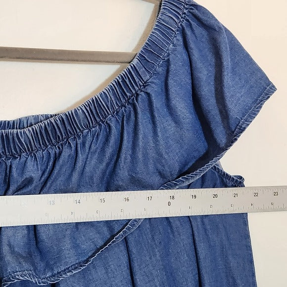 Magnolia Skye Chambray Off-the-Shoulder Mini Dress Size XL