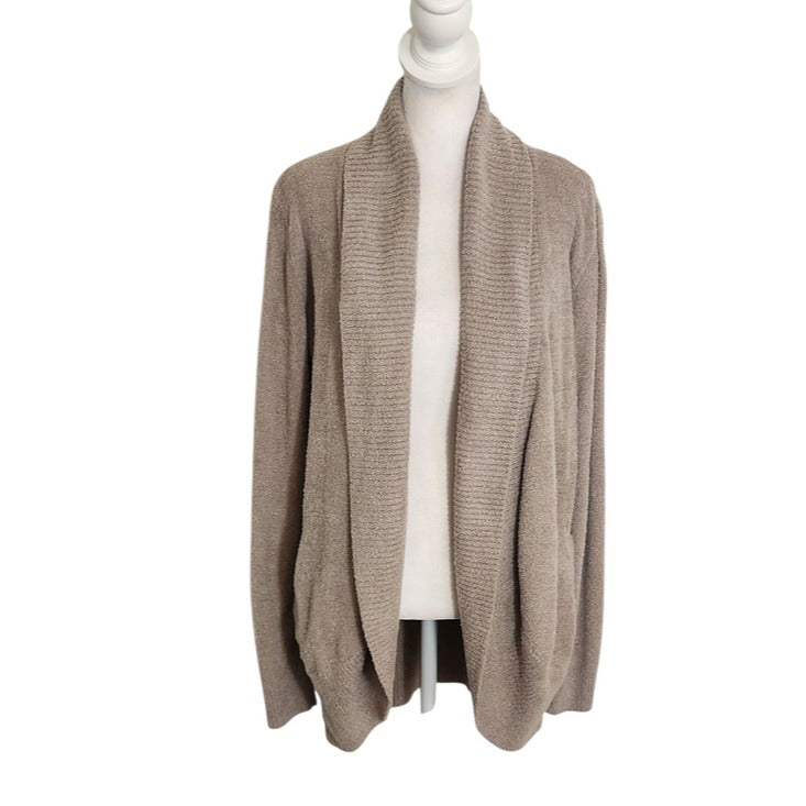 Barefoot Dreams Taupe Tan CozyChic Lite Open Front Cardigan Sweater Size Medium