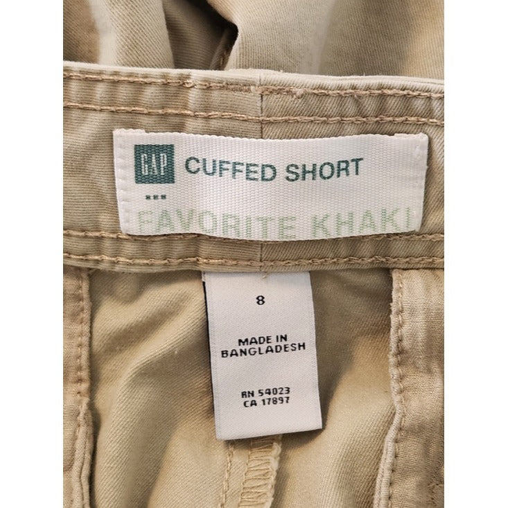 Gap Khaki Favorite Preppy Cuffed Shorts Size 8