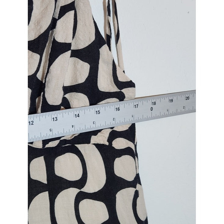 ILLA ILLA Cream and Black Print Midi Slip Dress Size Medium