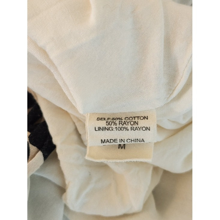 ILLA ILLA Cream and Black Print Midi Slip Dress Size Medium