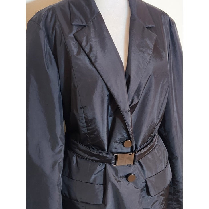 Talbots Petites Black Belted Blazer Style Jacket Size 16 Petite