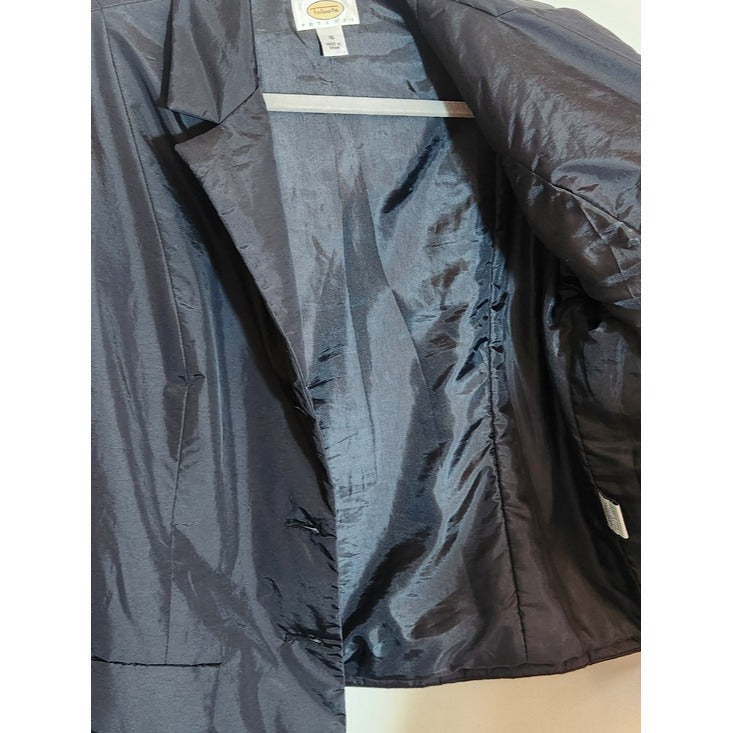 Talbots Petites Black Belted Blazer Style Jacket Size 16 Petite