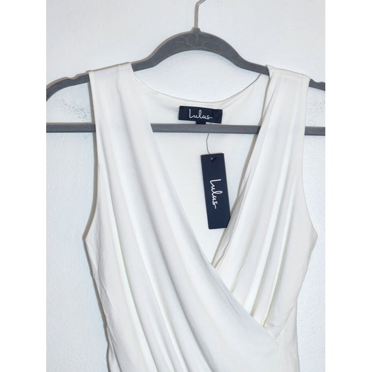 Lulus Ivory Faux Wrap Sleeveless Bodysuit Size Small NWT