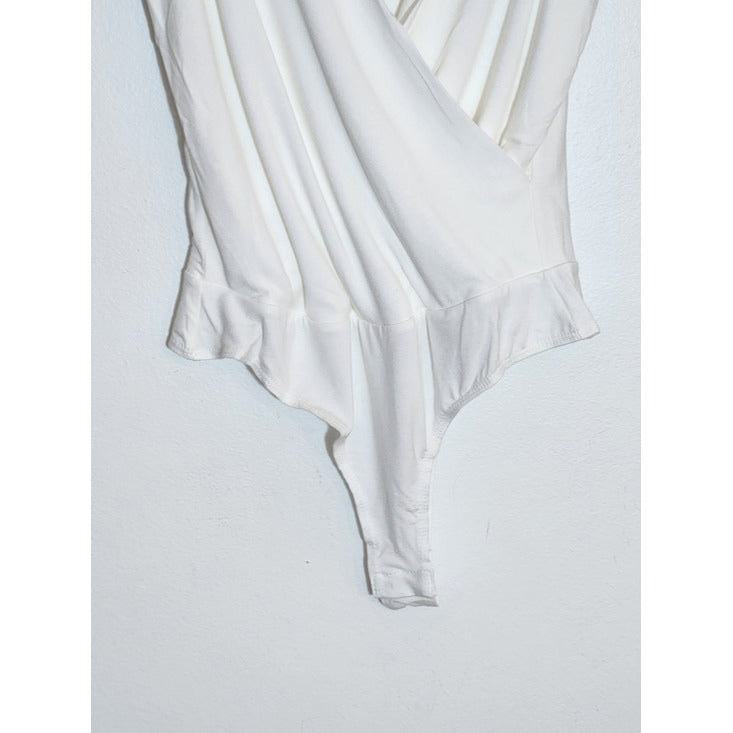 Lulus Ivory Faux Wrap Sleeveless Bodysuit Size Small NWT