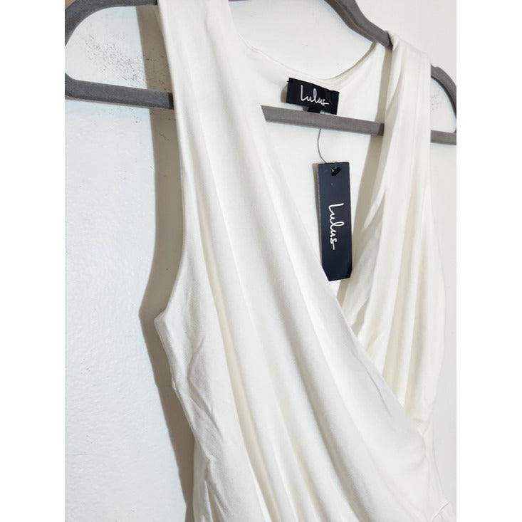Lulus Ivory Faux Wrap Sleeveless Bodysuit Size Small NWT