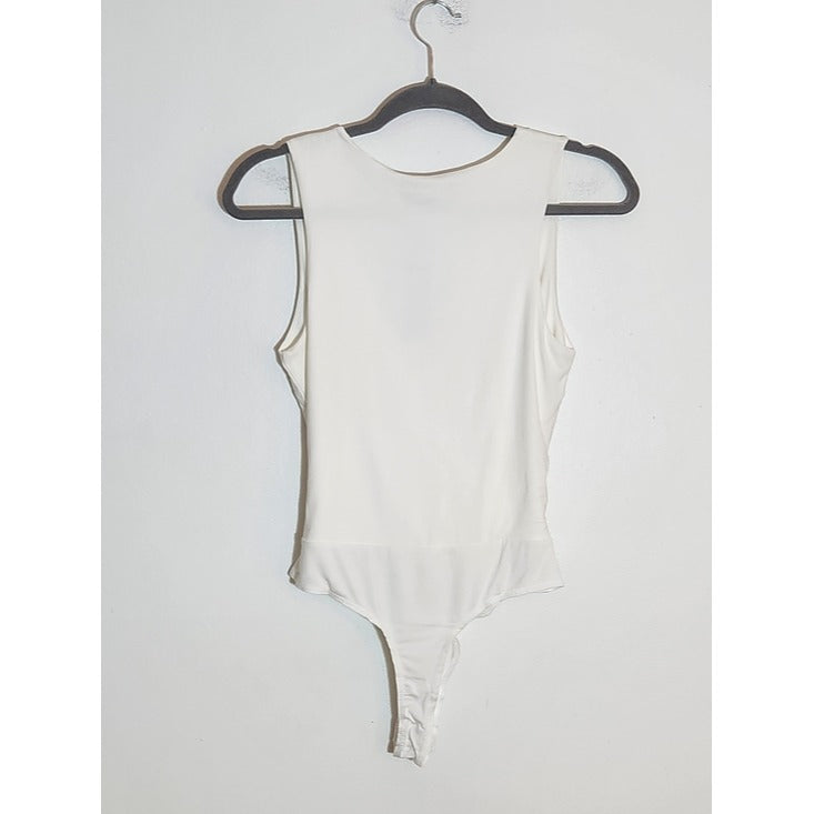 Lulus Ivory Faux Wrap Sleeveless Bodysuit Size Small NWT