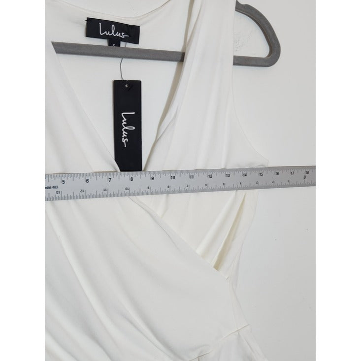 Lulus Ivory Faux Wrap Sleeveless Bodysuit Size Small NWT