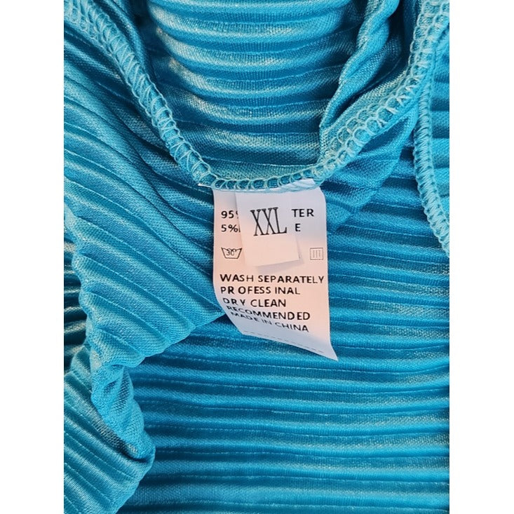 Turquoise Blue Ribbed Plissé Matching Set Size XXL NWOT