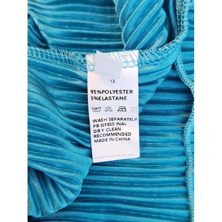 Turquoise Blue Ribbed Plissé Matching Set Size XXL NWOT