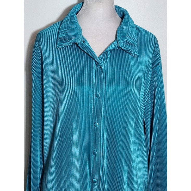 Turquoise Blue Ribbed Plissé Matching Set Size XXL NWOT