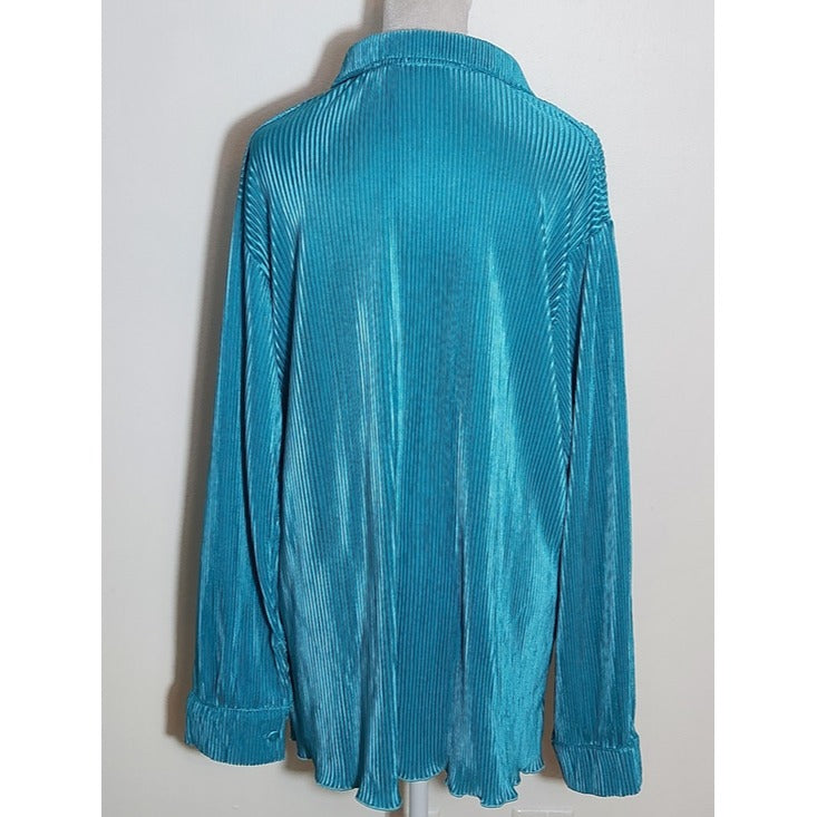 Turquoise Blue Ribbed Plissé Matching Set Size XXL NWOT