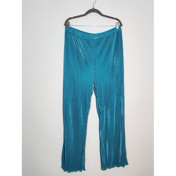 Turquoise Blue Ribbed Plissé Matching Set Size XXL NWOT