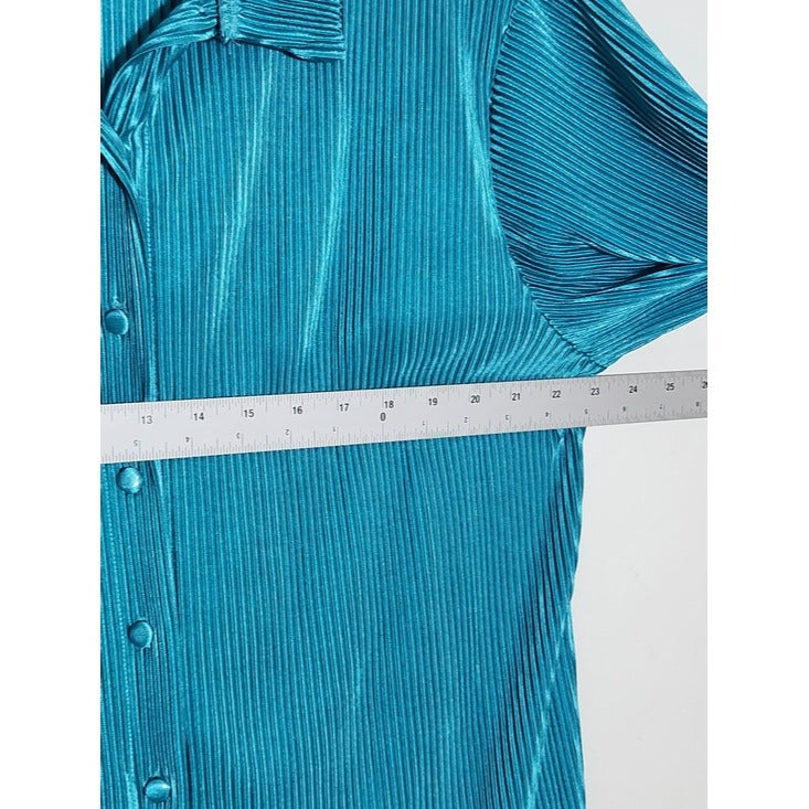 Turquoise Blue Ribbed Plissé Matching Set Size XXL NWOT