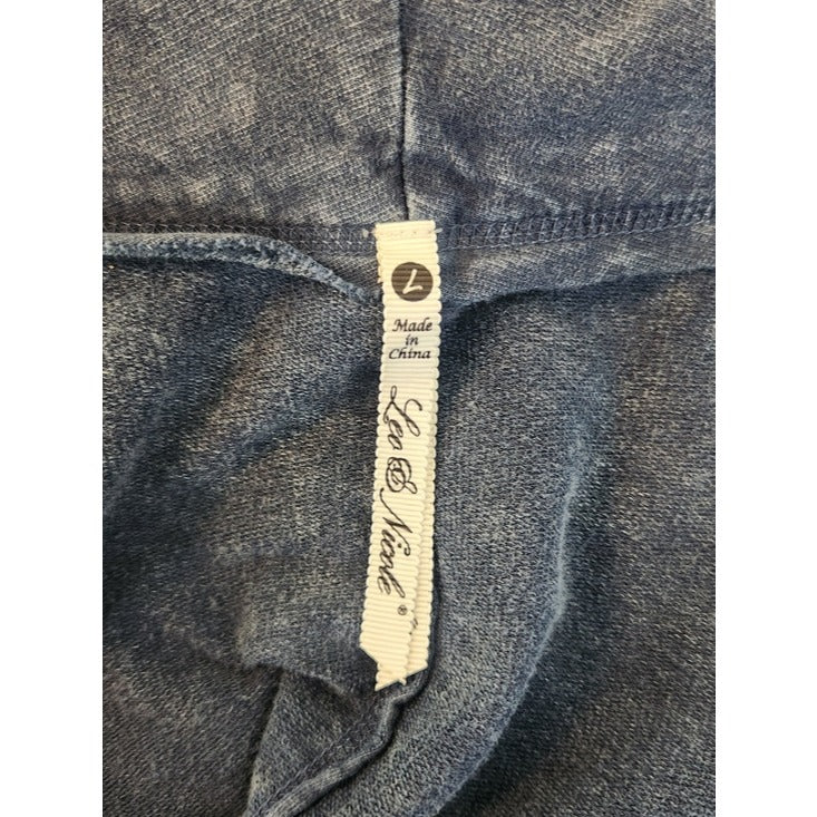 Leo and Nicole Blue Mineral Wash Open Front Cardigan Size Large