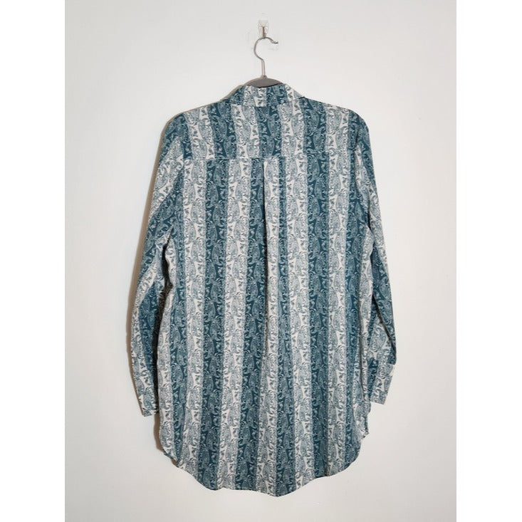 VICI Green and White Paisley Stripe Mini Shirt Dress Tunic Size Medium