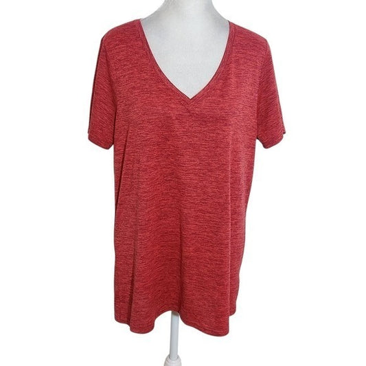 Nike Heather Red Short Sleeve V-Neck T-Shirt Size XL Nike Red Tee