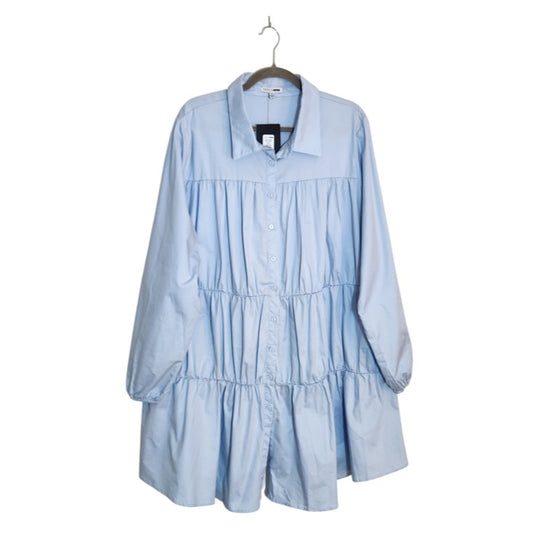 Fashion Nova Light Blue Tiered Boho Shirt Dress Size 2XL NWT