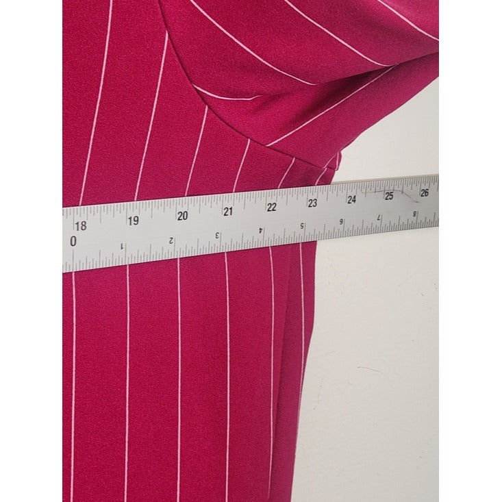 LuLaRoe Magenta and White Pinstripe Longline Open Blazer Size Large