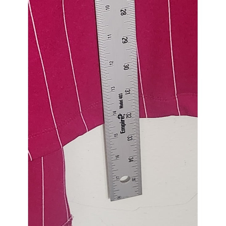 LuLaRoe Magenta and White Pinstripe Longline Open Blazer Size Large