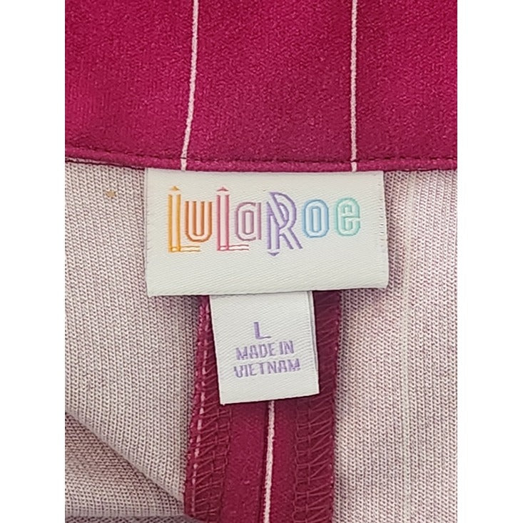 LuLaRoe Magenta and White Pinstripe Longline Open Blazer Size Large