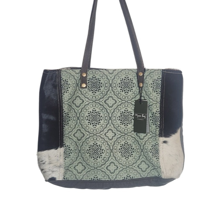Myra Bag Floral Chic Canvas Tote Cowhide Leather Coastal Cowgirl NWT