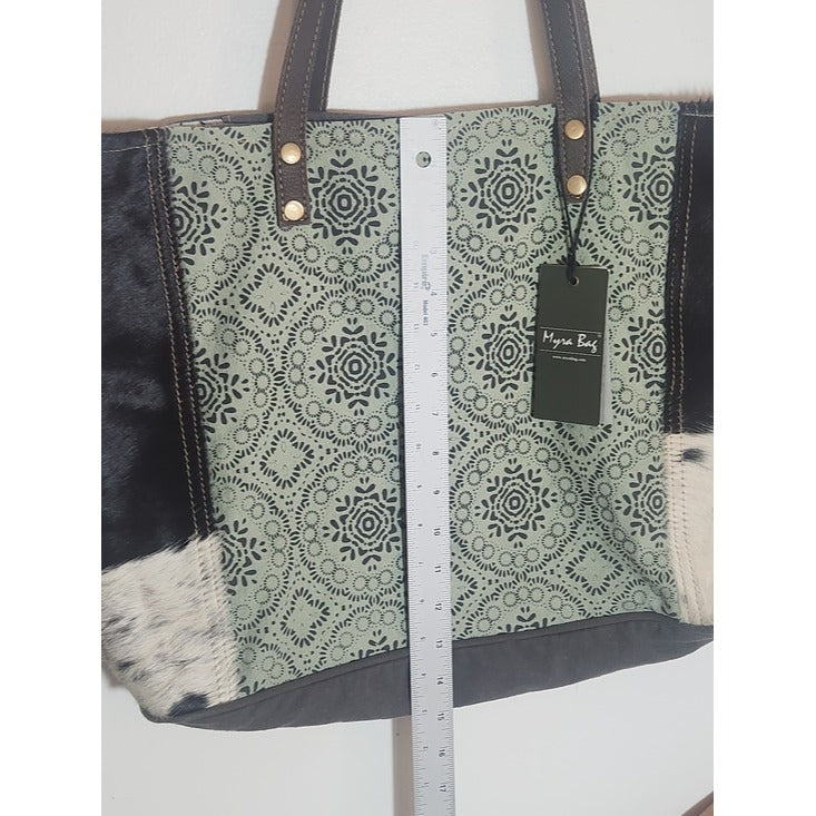 Myra Bag Floral Chic Canvas Tote Cowhide Leather Coastal Cowgirl NWT