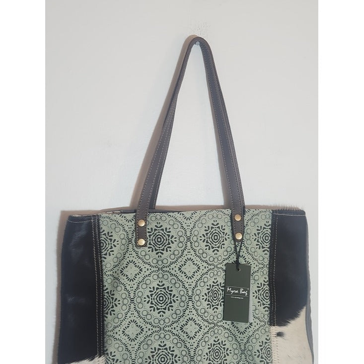 Myra Bag Floral Chic Canvas Tote Cowhide Leather Coastal Cowgirl NWT