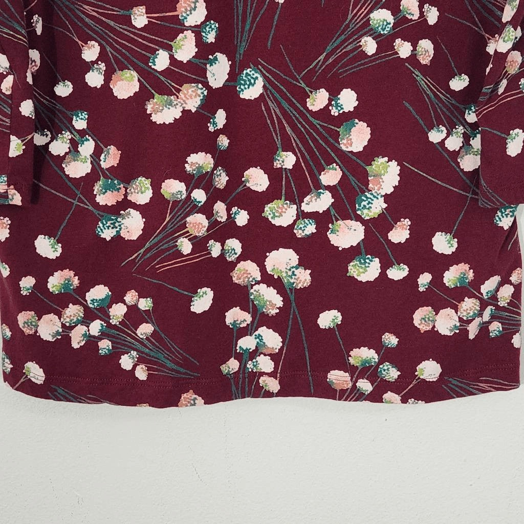 St. John's Bay Oxblood Floral Tee Size Small Burgundy Floral Top Floral T-Shirt