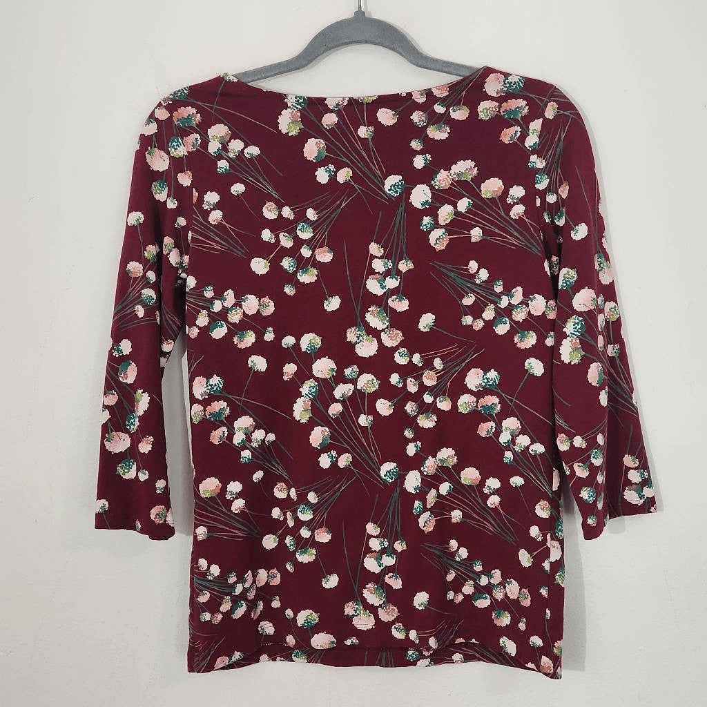St. John's Bay Oxblood Floral Tee Size Small Burgundy Floral Top Floral T-Shirt