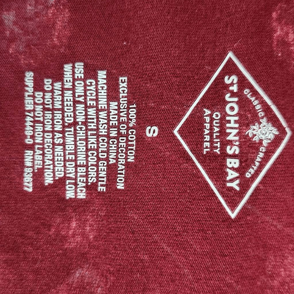 St. John's Bay Oxblood Floral Tee Size Small Burgundy Floral Top Floral T-Shirt